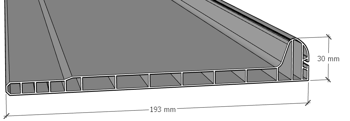 Image of Sous-face PVC blanc filmé, 193 mm de large, pour tunnel de 220-230mm en longueur de 6m.