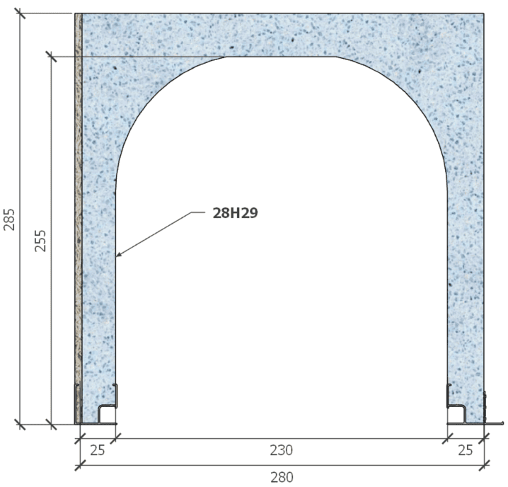Image de Coffre (6 m) modèle traditionnel, L: 278, H: 285, tunnel: 230, rail 827/8H, finition fibragglo, couleur bleu