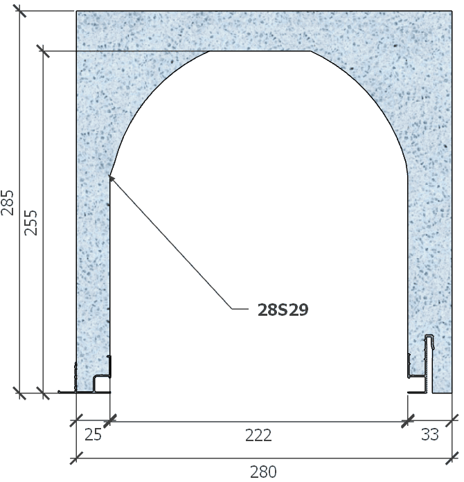 Image of Coffre (6 m) modèle haute isolation, L: 280, H: 285, tunnel: 222, rail 827/8E, finition primaire d'accroche gris, couleur bleu. Rupture du pont thermique avec le rail 8E (côté intérieur), brevet exclusif Fixolite.