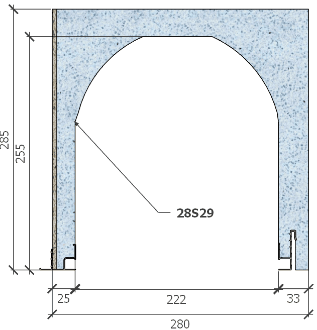 Image of Coffre (6 m) modèle haute isolation, L: 280, H: 285, tunnel: 222, rail 827/8E, finition fibragglo, couleur bleu. Rupture du pont thermique avec le rail 8E (côté intérieur), brevet exclusif Fixolite.