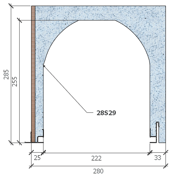 Image of Coffre (6 m) modèle haute isolation, L: 280, H: 285, tunnel: 222, rail 827/8E, finition terre cuite, couleur bleu. Rupture du pont thermique avec le rail 8E (côté intérieur), brevet exclusif Fixolite.