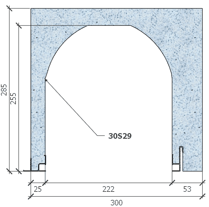 Image of Coffre (6 m) modèle haute isolation, L: 300, H: 285, tunnel: 222, rail 827/8E, finition primaire d'accroche gris, couleur bleu. Rupture du pont thermique avec le rail 8E (côté intérieur), brevet exclusif Fixolite.