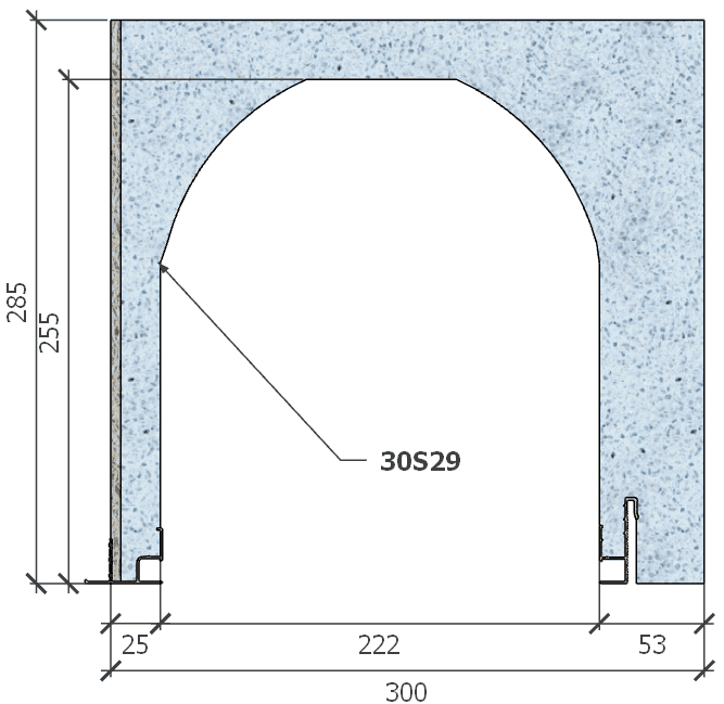 Image of Coffre (6 m) modèle haute isolation, L: 300, H: 285, tunnel: 222, rail 827/8E, finition fibragglo, couleur bleu. Rupture du pont thermique avec le rail 8E (côté intérieur), brevet exclusif Fixolite.