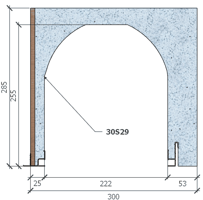 Image of Coffre (6 m) modèle haute isolation, L: 300, H: 285, tunnel: 222, rail 827/8E, finition terre cuite, couleur bleu. Rupture du pont thermique avec le rail 8E (côté intérieur), brevet exclusif Fixolite.