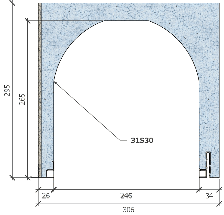 Image of Coffre (6 m) modèle haute isolation, L: 306, H: 295, tunnel: 246, rail 827/8R, finition fibragglo, couleur bleu. Rupture du pont thermique avec le rail 8R (côté intérieur), brevet exclusif Fixolite.