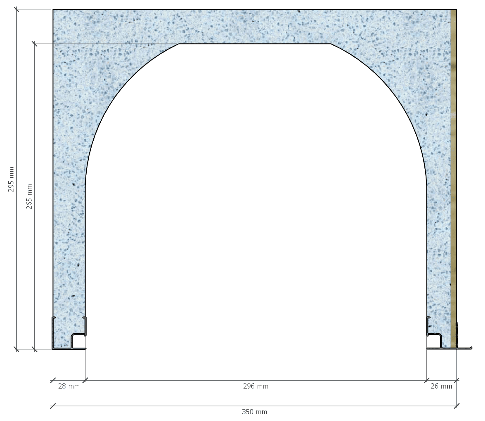 Image of Coffre (6 m) modèle traditionnel, L: 350, H: 295, tunnel: 296, rail 827/8H, finition fibragglo, couleur bleu