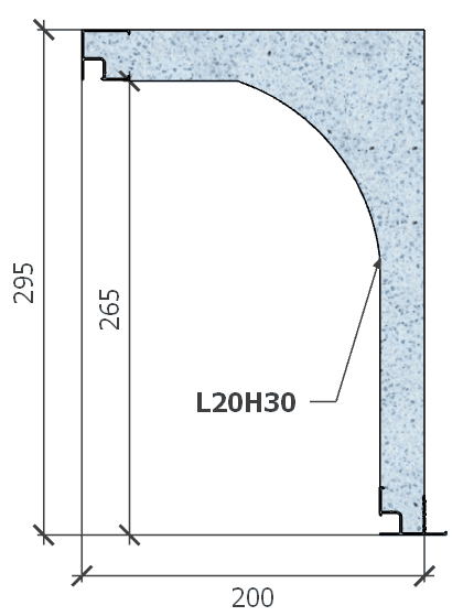 Image of Coffre (6 m) modèle demi-linteau, L: 200, H: 295, tunnel: 174, rail 827/8H, finition primaire d'accroche gris, couleur bleu