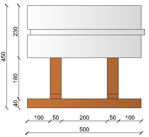Image of Bloc à bancher en bois ciment (50x25 cm), isolant interne : 23 cm, épaisseur : 45 cm, béton : 18 cm, fabrication Italie