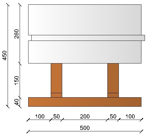 Image of Bloc à bancher en bois ciment (50x25 cm), isolant interne : 26 cm, épaisseur : 45 cm, béton : 15 cm, fabrication Italie