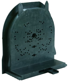 Image de Joue pour coffre avec tunnel de 222/230 mm, talon de 65 mm avec cale amovible (non fournie), face plate pour fixation avec vis parker